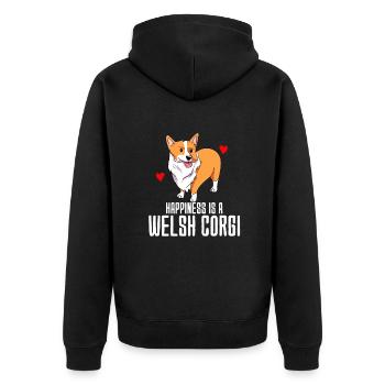 Welsh Corgi - Unisex Premium Organic Zip Hoodie - black - Back - Nico (187cm)