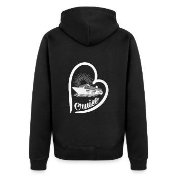 Kreuzfahrt - Unisex Premium Bio Zip Hoodie - Schwarz - Hinten - Nico (187cm)