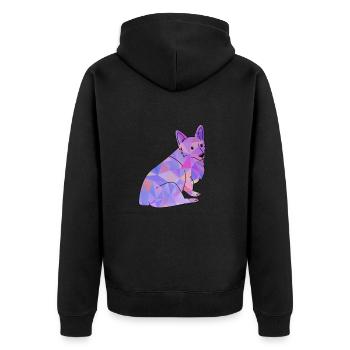 Welsh Corgi - Unisex Premium Organic Zip Hoodie - black - Back - Nico (187cm)