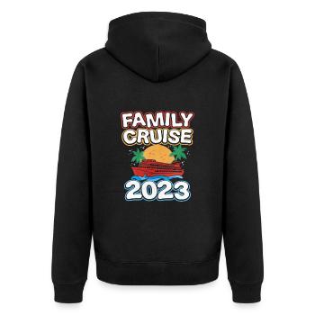 Kreuzfahrt - Unisex Premium Bio Zip Hoodie - Schwarz - Hinten - Nico (187cm)