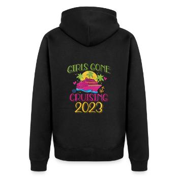 Kreuzfahrt - Unisex Premium Bio Zip Hoodie - Schwarz - Hinten - Nico (187cm)