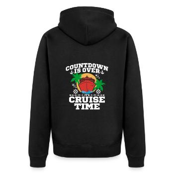 Kreuzfahrt - Unisex Premium Bio Zip Hoodie - Schwarz - Hinten - Nico (187cm)