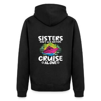 Kreuzfahrt - Unisex Premium Bio Zip Hoodie - Schwarz - Hinten - Nico (187cm)