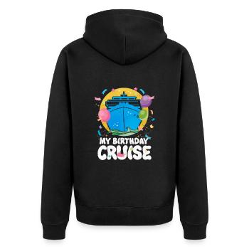 Kreuzfahrt - Unisex Premium Bio Zip Hoodie - Schwarz - Hinten - Nico (187cm)