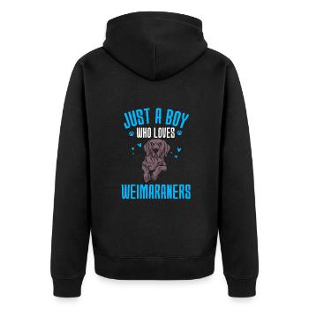 Weimaraner - Unisex Premium Bio Zip Hoodie - Schwarz - Hinten - Nico (187cm)