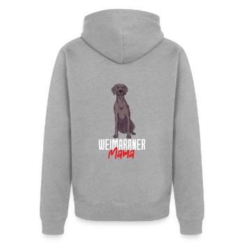 Weimaraner - Unisex Premium Bio Zip Hoodie - Grau meliert - Hinten - Nico (187cm)