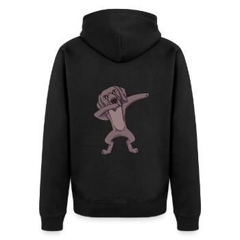 Weimaraner - Unisex Premium Bio Zip Hoodie - Schwarz - Hinten - Nico (187cm)