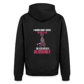 Weimaraner - Unisex Premium Bio Zip Hoodie - Schwarz - Hinten - Nico (187cm)