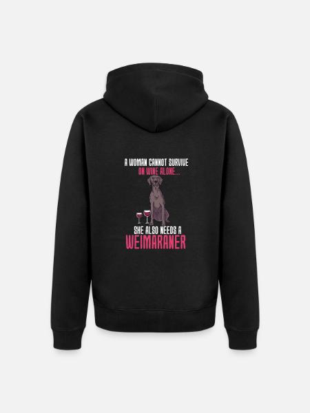 Weimaraner - Unisex Premium Organic Zip Hoodie - black