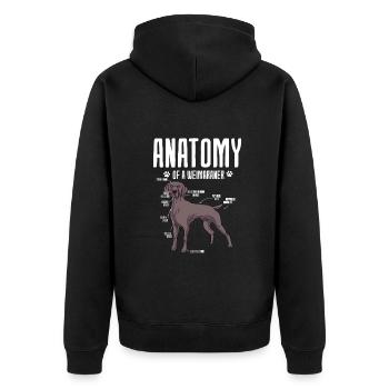 Weimaraner - Unisex Premium Bio Zip Hoodie - Schwarz - Hinten - Nico (187cm)