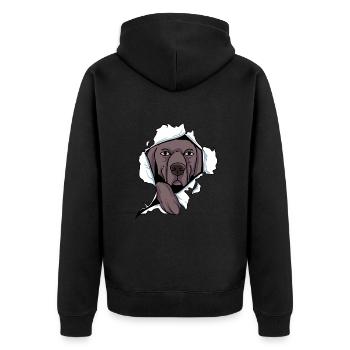 Weimaraner - Unisex Premium Bio Zip Hoodie - Schwarz - Hinten - Nico (187cm)