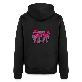 Weimaraner - Unisex Premium Bio Zip Hoodie - Schwarz - Hinten - Nico (187cm)
