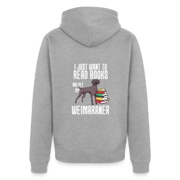 Weimaraner - Unisex Premium Bio Zip Hoodie - Grau meliert - Hinten - Nico (187cm)