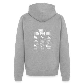Weimaraner - Unisex Premium Bio Zip Hoodie - Grau meliert - Hinten - Nico (187cm)