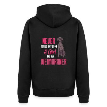 Weimaraner - Unisex Premium Bio Zip Hoodie - Schwarz - Hinten - Nico (187cm)