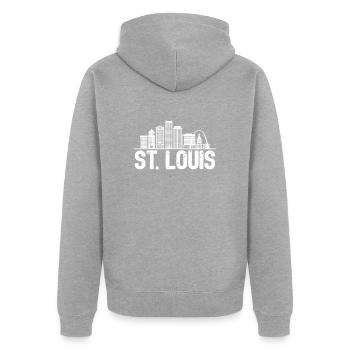 Horizon de Saint-Louis - Veste à capuche bio Premium Unisexe - gris chiné - Dos - Nico (187cm)