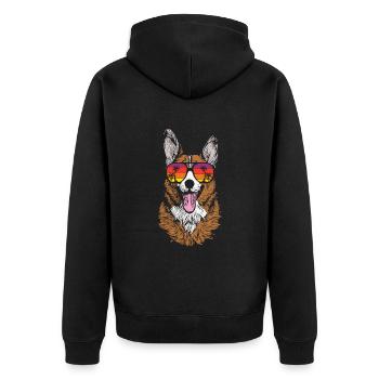 Corgi gallois - Veste à capuche bio Premium Unisexe - noir - Dos - Nico (187cm)