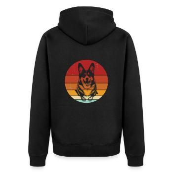 Welsh Corgi - Unisex Premium Organic Zip Hoodie - black - Back - Nico (187cm)