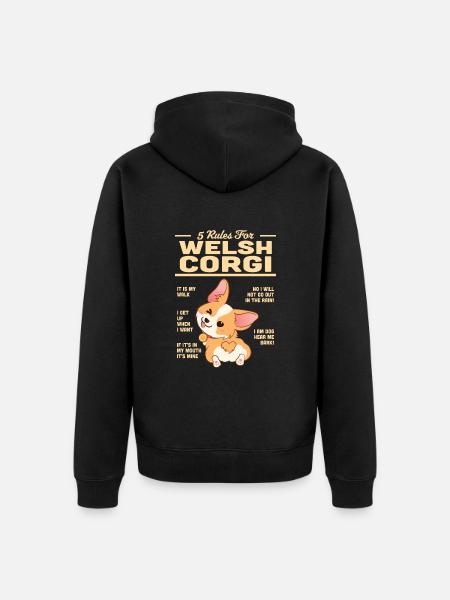 Welsh Corgi - Unisex Premium Organic Zip Hoodie - black