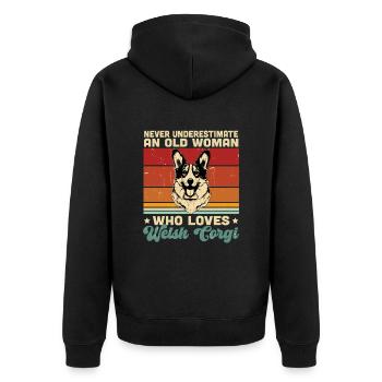 Corgi gallois - Veste à capuche bio Premium Unisexe - noir - Dos - Nico (187cm)