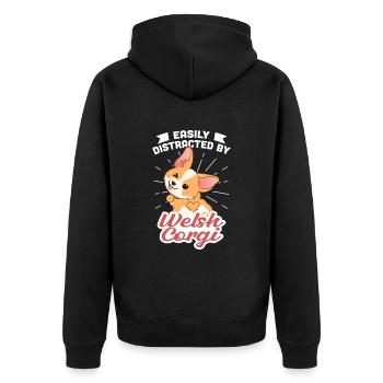 Corgi gallois - Veste à capuche bio Premium Unisexe - noir - Dos - Nico (187cm)