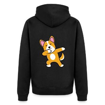 Corgi gallois - Veste à capuche bio Premium Unisexe - noir - Dos - Nico (187cm)