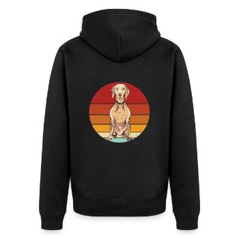 Weimaraner - Unisex Premium Bio Zip Hoodie - Schwarz - Hinten - Nico (187cm)