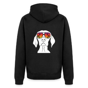 Weimaraner - Unisex Premium Bio Zip Hoodie - Schwarz - Hinten - Nico (187cm)