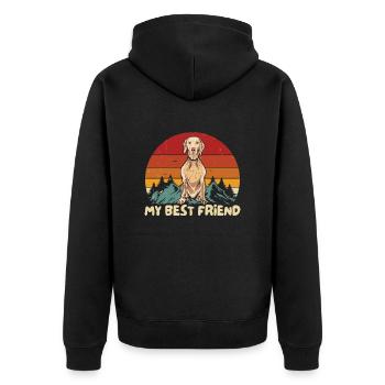 Weimaraner - Unisex Premium Bio Zip Hoodie - Schwarz - Hinten - Nico (187cm)