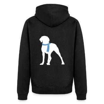 Weimaraner - Unisex Premium Bio Zip Hoodie - Schwarz - Hinten - Nico (187cm)