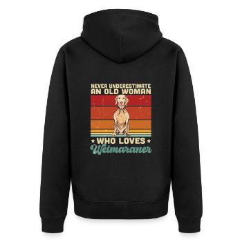 Weimaraner - Unisex Premium Bio Zip Hoodie - Schwarz - Hinten - Nico (187cm)