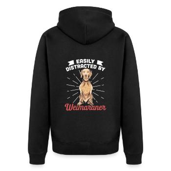 Weimaraner - Unisex Premium Bio Zip Hoodie - Schwarz - Hinten - Nico (187cm)