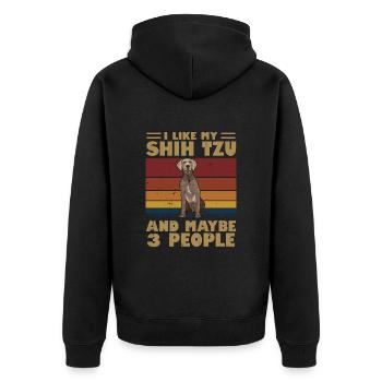 Weimaraner - Unisex Premium Bio Zip Hoodie - Schwarz - Hinten - Nico (187cm)