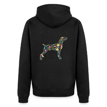 Weimaraner - Unisex Premium Bio Zip Hoodie - Schwarz - Hinten - Nico (187cm)