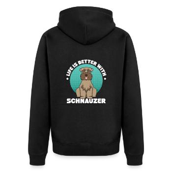 Zwergschnauzer - Unisex Premium Bio Zip Hoodie - Schwarz - Hinten - Nico (187cm)