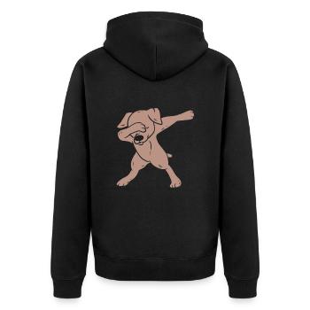 Weimaraner - Unisex Premium Bio Zip Hoodie - Schwarz - Hinten - Nico (187cm)
