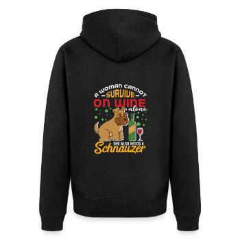 Zwergschnauzer - Unisex Premium Bio Zip Hoodie - Schwarz - Hinten - Nico (187cm)