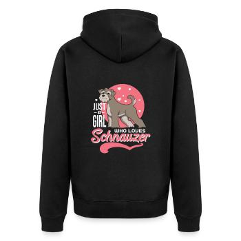Zwergschnauzer - Unisex Premium Bio Zip Hoodie - Schwarz - Hinten - Nico (187cm)