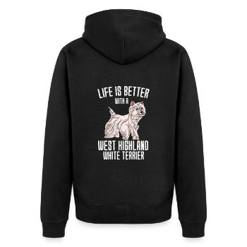 West Highland Terrier - Unisex Premium Organic Zip Hoodie - black - Back - Nico (187cm)