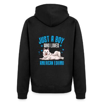 American Eskimo - Unisex Premium Organic Zip Hoodie - black - Back - Nico (187cm)