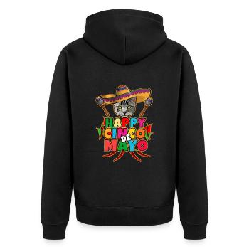 Cinco De Mayo Cat - Unisex Premium Organic Zip Hoodie - black - Back - Nico (187cm)