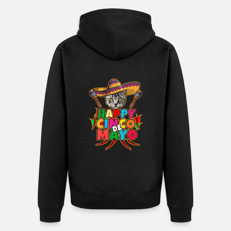 Cinco De Mayo Katze - Unisex Premium Bio Zip Hoodie - Schwarz