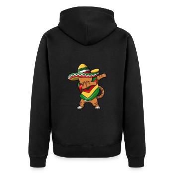 Cinco De Mayo Katze - Unisex Premium Bio Zip Hoodie - Schwarz - Hinten - Nico (187cm)