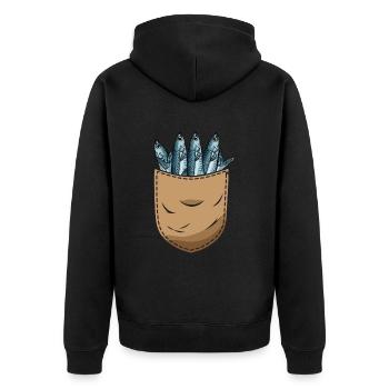 Sardellen Fische Sardinien Geschenk - Unisex Premium Bio Zip Hoodie - Schwarz - Hinten - Nico (187cm)