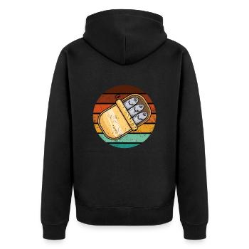 Sardellen Fische Sardinien Geschenk - Unisex Premium Bio Zip Hoodie - Schwarz - Hinten - Nico (187cm)