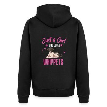 Whippet - Unisex Premium Organic Zip Hoodie - black - Back - Nico (187cm)