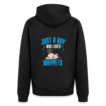 Whippet - Unisex Premium Bio Zip Hoodie - Schwarz - Hinten - Nico (187cm)