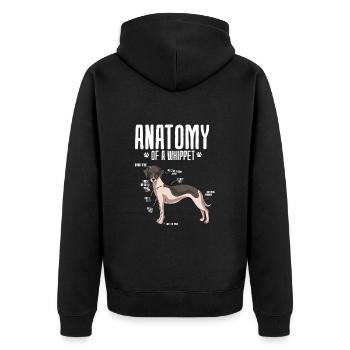 Whippet - Unisex Premium Bio Zip Hoodie - Schwarz - Hinten - Nico (187cm)