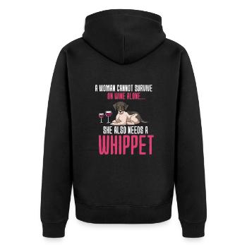 Whippet - Unisex Premium Bio Zip Hoodie - Schwarz - Hinten - Nico (187cm)