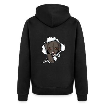 Whippet - Unisex Premium Bio Zip Hoodie - Schwarz - Hinten - Nico (187cm)